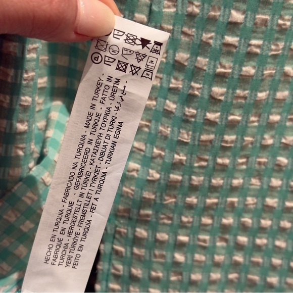 Zara Green Gingham Cut Out Midi Puff Sleeve Dress Size Small Women - Picture 11 of 14